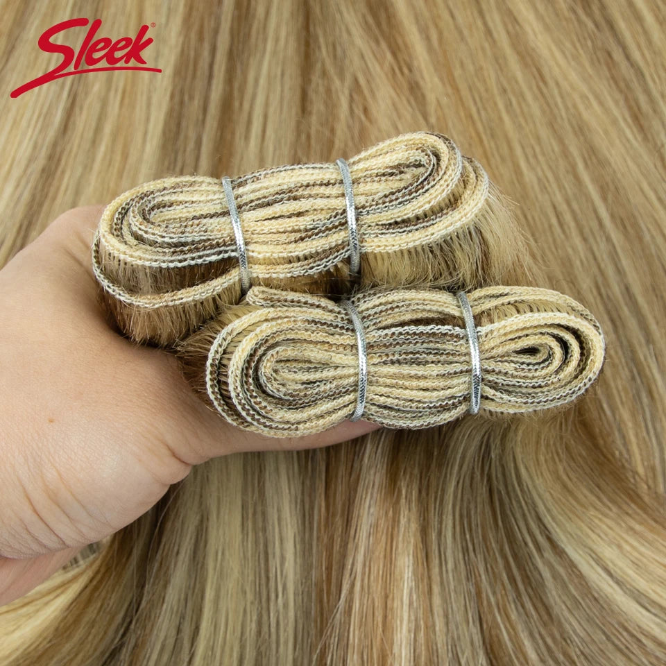 Sleek Peruvian Straight Human Hair Double Drawn Natural Human Hair Weave Bundles Highlight P4/27 P6/613 Remy Human Hair Bundle