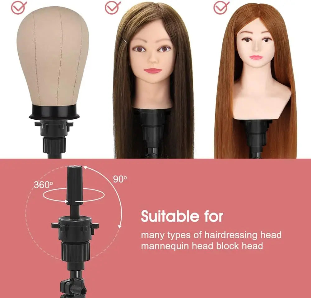 150 cm Mannequin Head Stand, Upgrade Foldable Wig Stand Tripod for Cosmetology Hairdressing Training, Adjustable Wig Head Stand