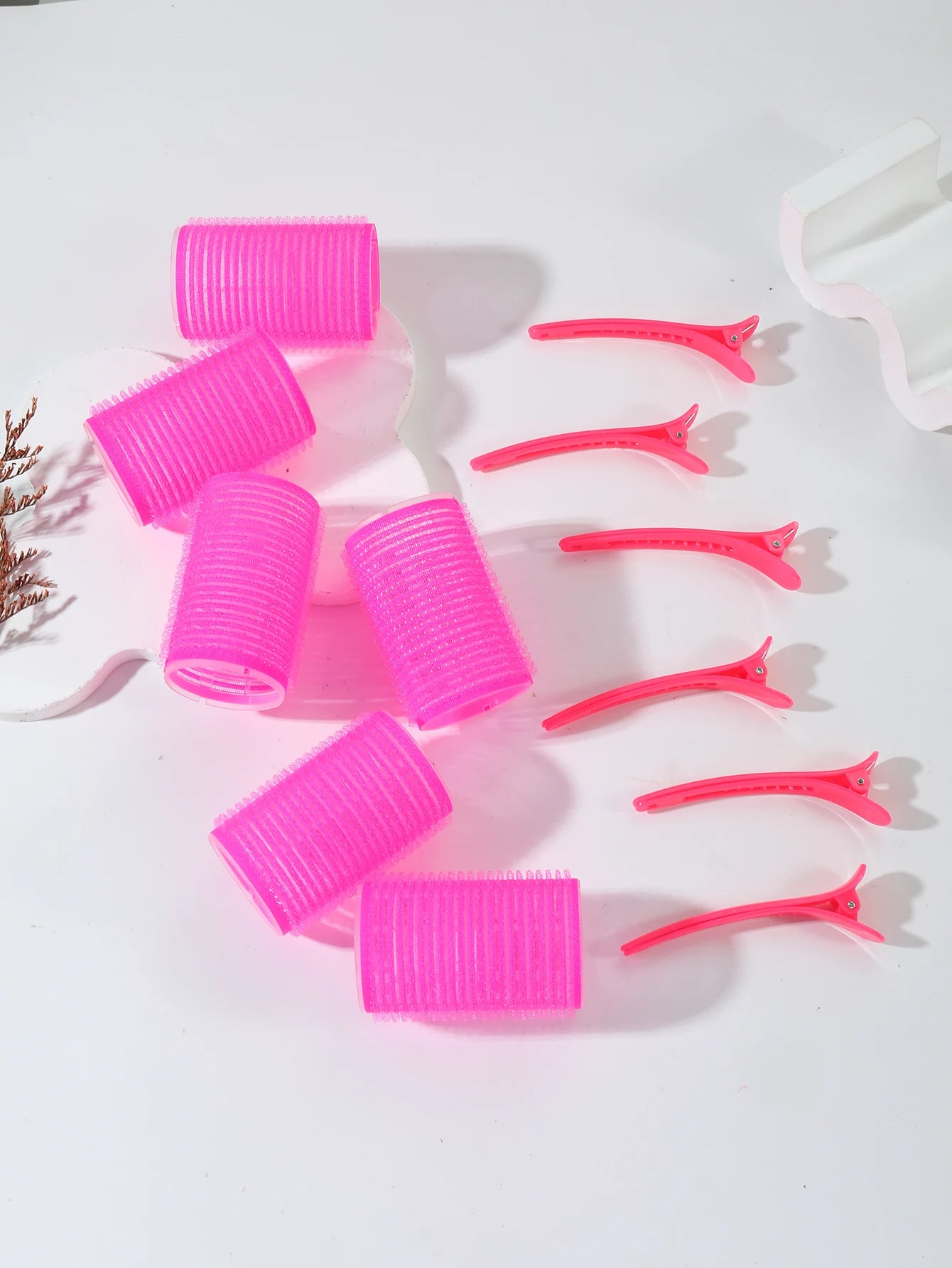 12pcs Curling Tool Set with 6 Non Heat Curlers and 6 Clips, available in multiple sizes Special for real hair wigs