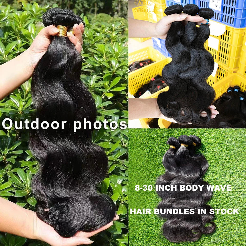 Vanlov Brazilian Body Wave Hair Bundles Human Hair Weave Bundles Natural Black/Jet Black 1/3/4 Piece 8-30” Remy Hair Extensions