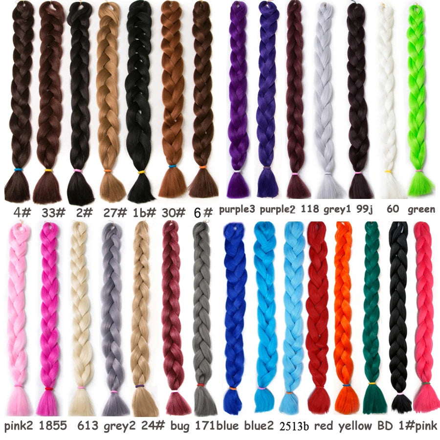 VERVES Braiding Hair 100 cm Synthetic Heat Fiber Braid 165g/Piece Women Pure Color Jumbo Braid Hair Extensions Pink