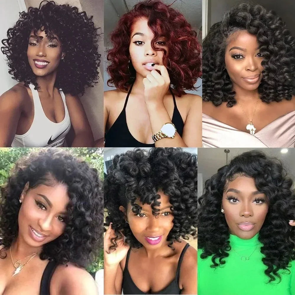 Synthetic Loose Wave Crochet Hair 12 Inch French Loose Curled Body Wave Woven Hair Water Wave Women's Wig Monochrome Mixed Color