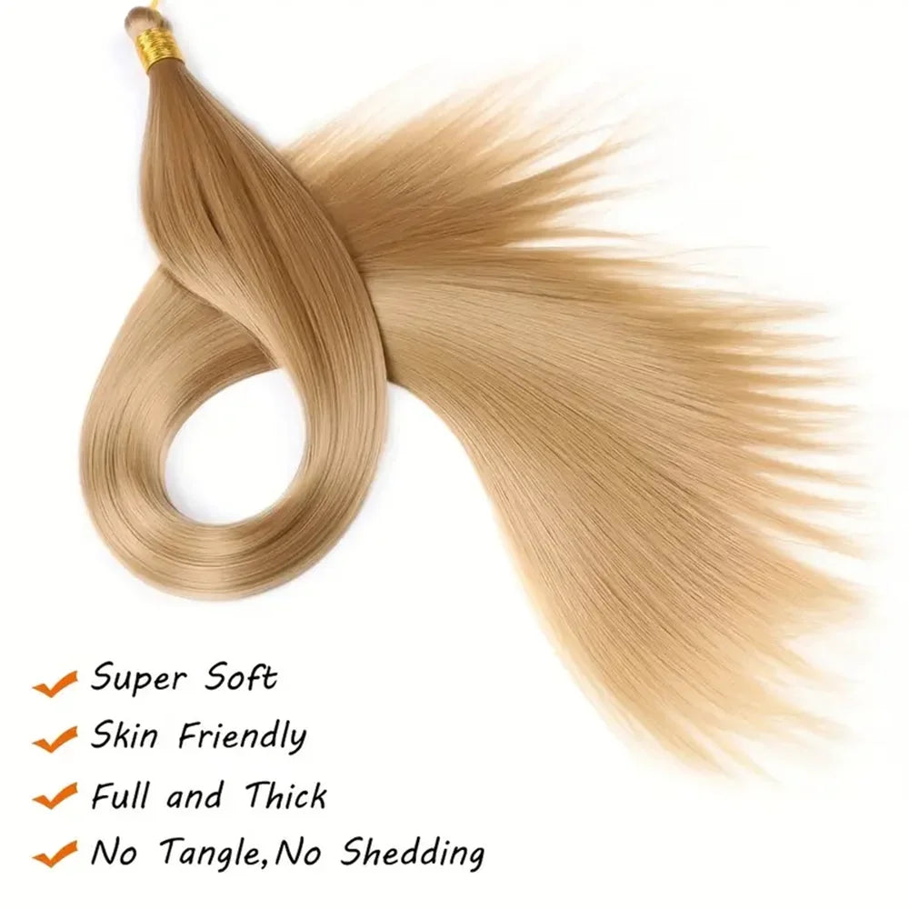 28 Inch Bone Straight Silky Crochet Braiding Hair 150g Synthetic Hair High Temperature Hair Extensions Hair Bundles for Women
