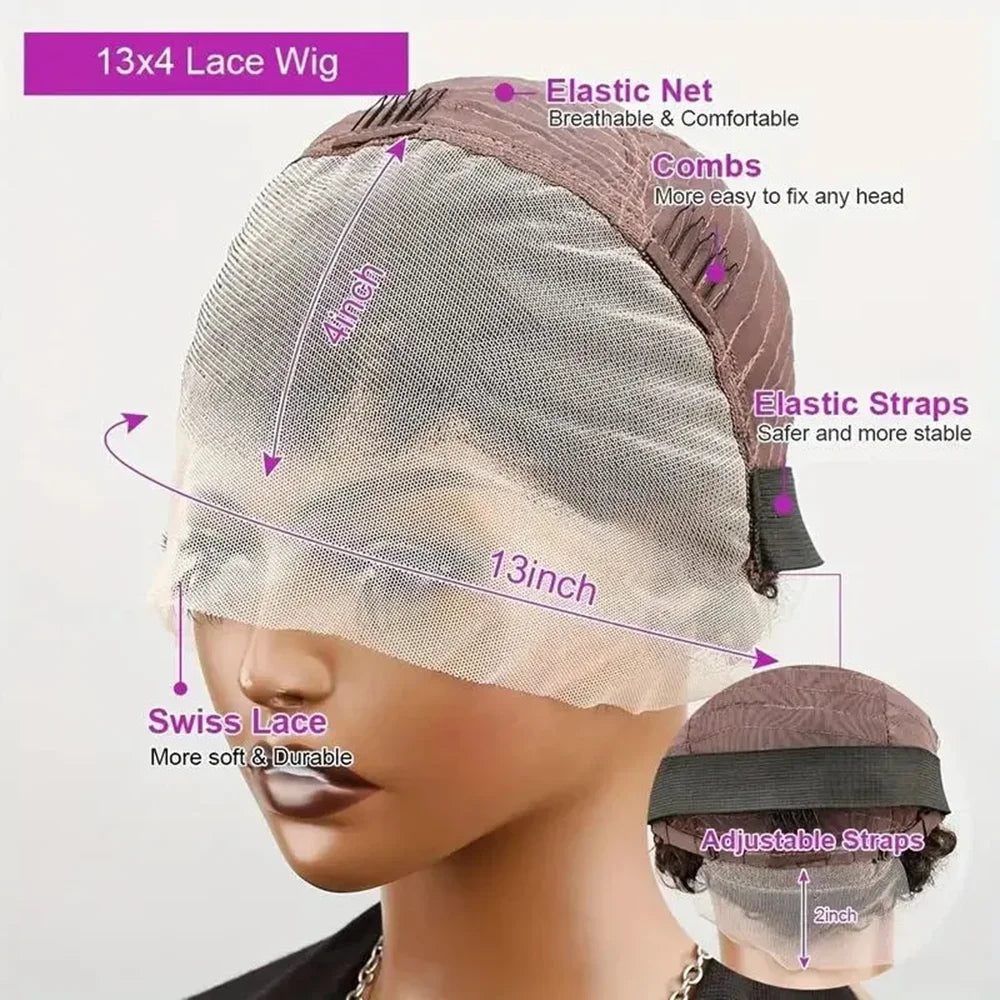 13x4 Short Bob Wig Pixie Cut Curly 100% Human Hair Wig Lace Frontal Human Hair Wigs 180% Density Natural Color for Black Women