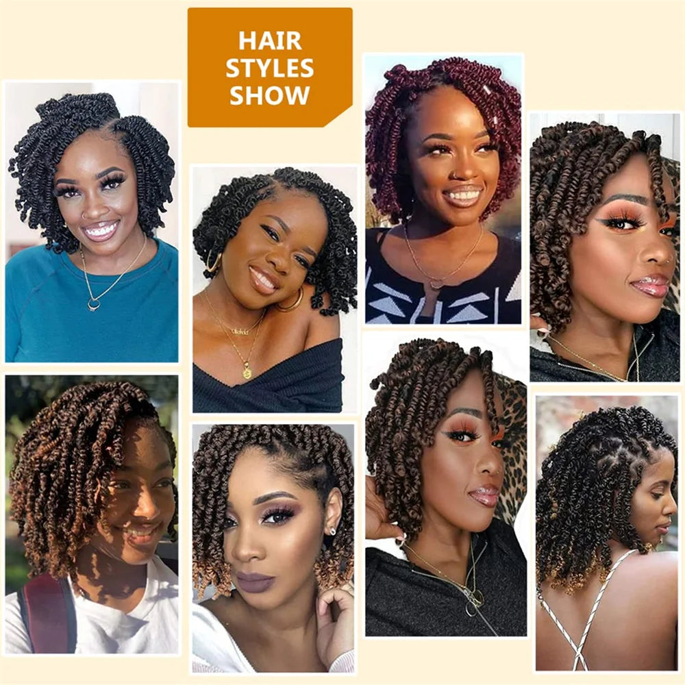 6 Inch Bomb Spring Hair Crochet Braids Synthetic Braiding Hair  Extensions Crochet Braids Bob Passion Pre Looped For Women girls