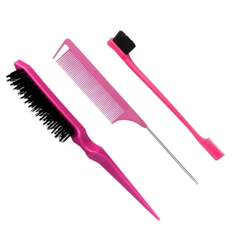 3pcs styling comb set teasing comb triple teasing comb mouse tail comb edge brushing hair tail tool，Special for real hair wigs