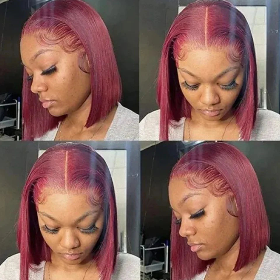 Straight Short Bob Lace Frontal Human Hair Wigs Ombre Blonde HD Transparent Brazilian Highlight 13x6x2 Lace Front Wig For Women