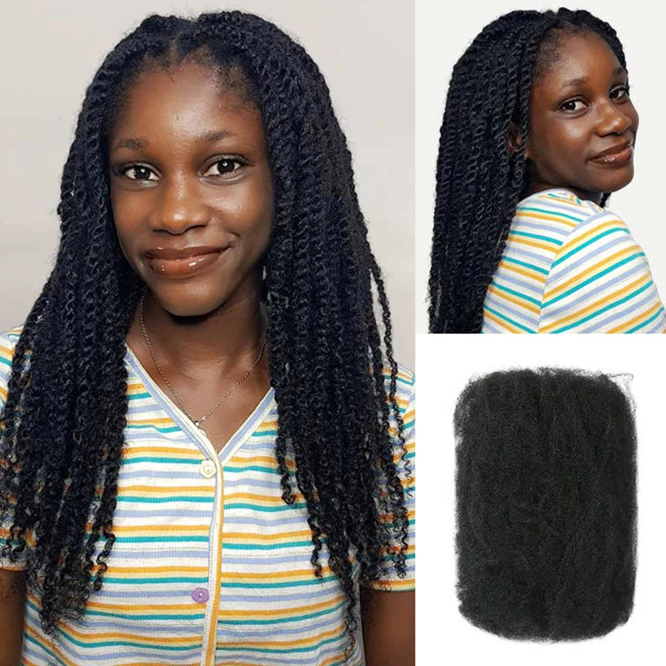 Brazilian QVR Afro Kinky Bulk Human Hair For Braiding Dreadlock Hair 50g/pc Virgin Natural Brown Remy Human Hair Extension