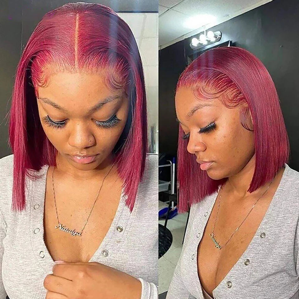Ginger Short Bob Lace Front Wigs 100% Human Hair Wigs Bob Lace Wigs For Women Blonde Orange Straight Brazilian Hair Closure Wig