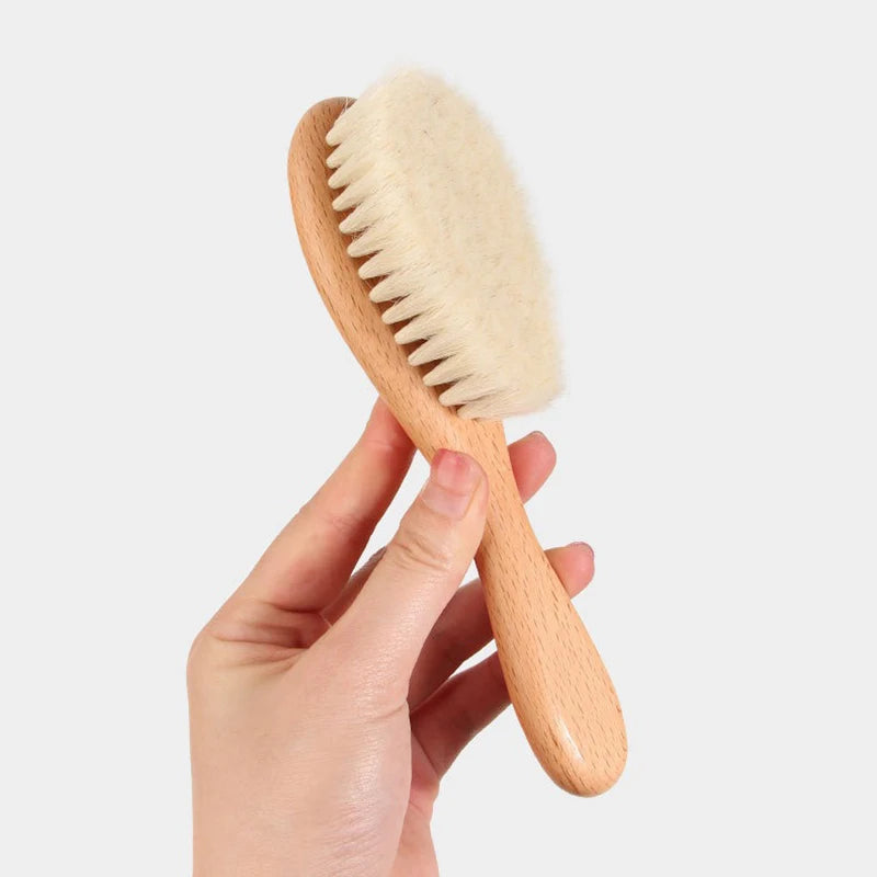 Wooden handle wool brush - a soft goat wool brush suitable for all hair types,Special for real hair wigs