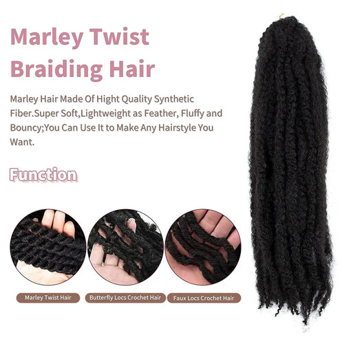 18 Inch Synthetic Marley Twist Braiding Hair Afro Kinky Curly Crochet Hair for Faux Locs Long Springy Twist Hair Extensions
