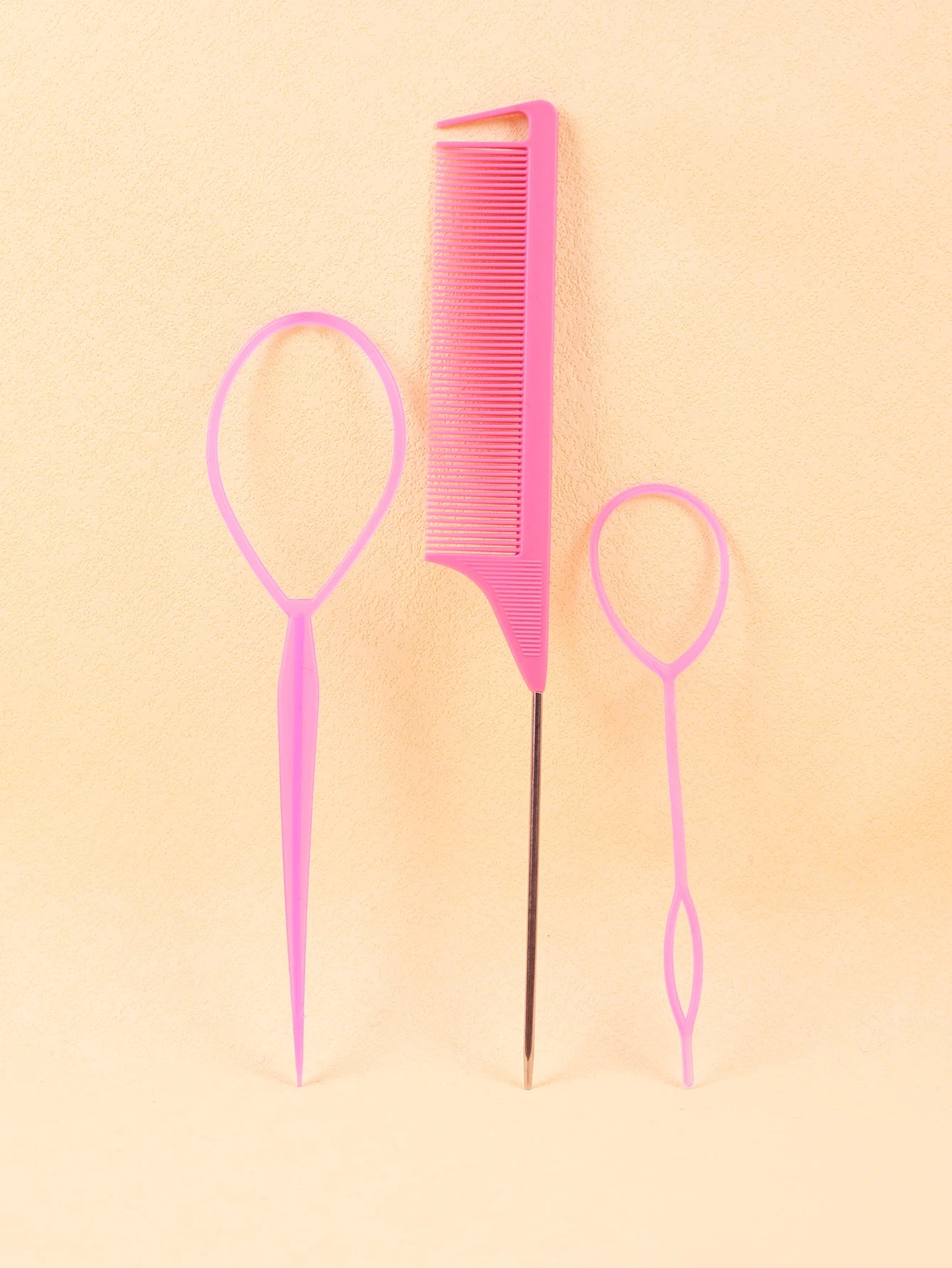 3pcs of hair braiding tools, designed for hair styling mouse tail combs to distribute hair braiding，Special for real hair wigs