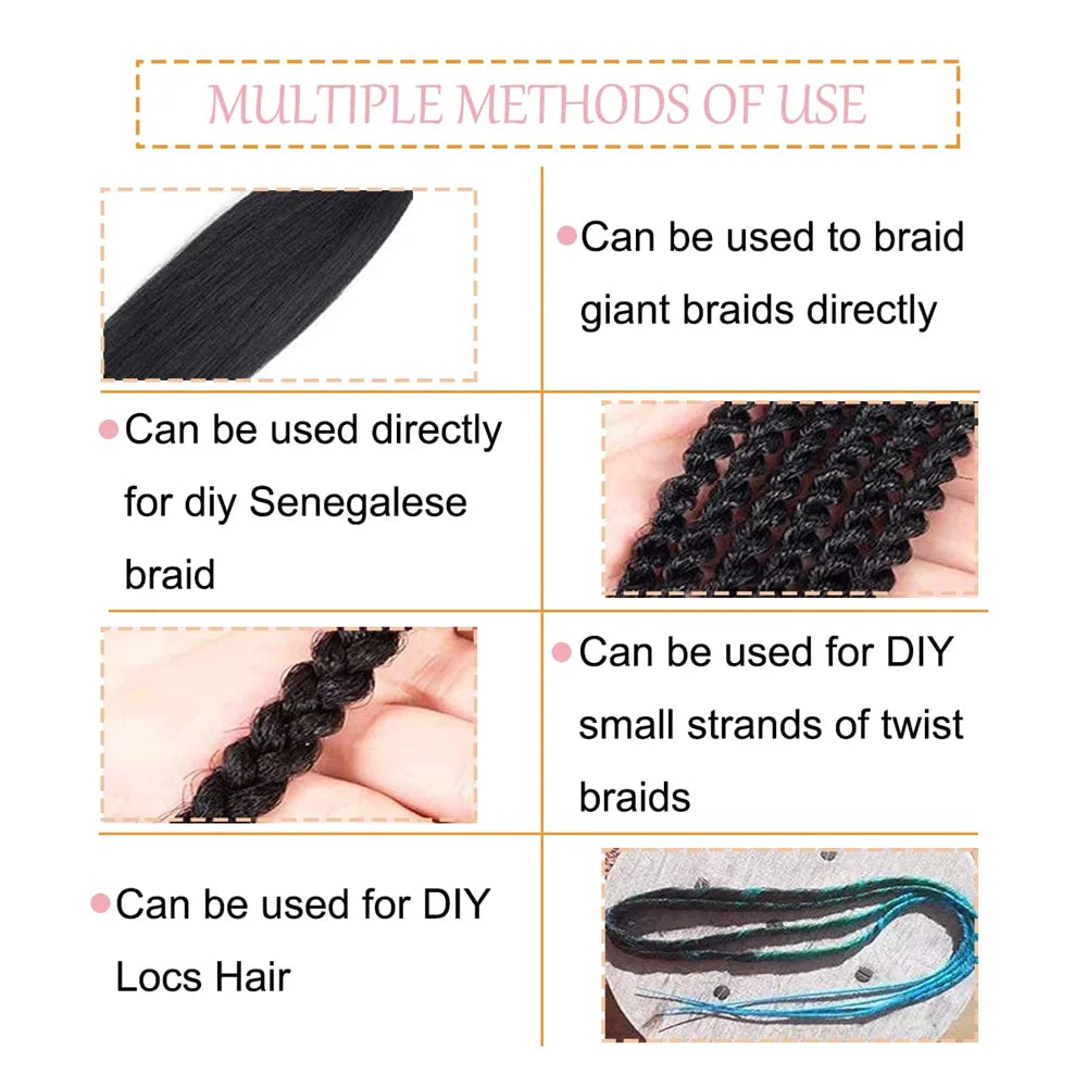 26 Inch Synthetic Black Braiding Hair Pre Stretched Easy Braids Yaki Texture Professional Braiding Hair Braids Hot Water Setting