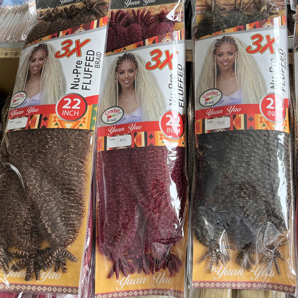 22 Inch Marley Crochet Braiding Hair Pre-Separated Synthetic Hair Extension 1/2/3 Packs Soft Spring Afro Twist Hair For Women