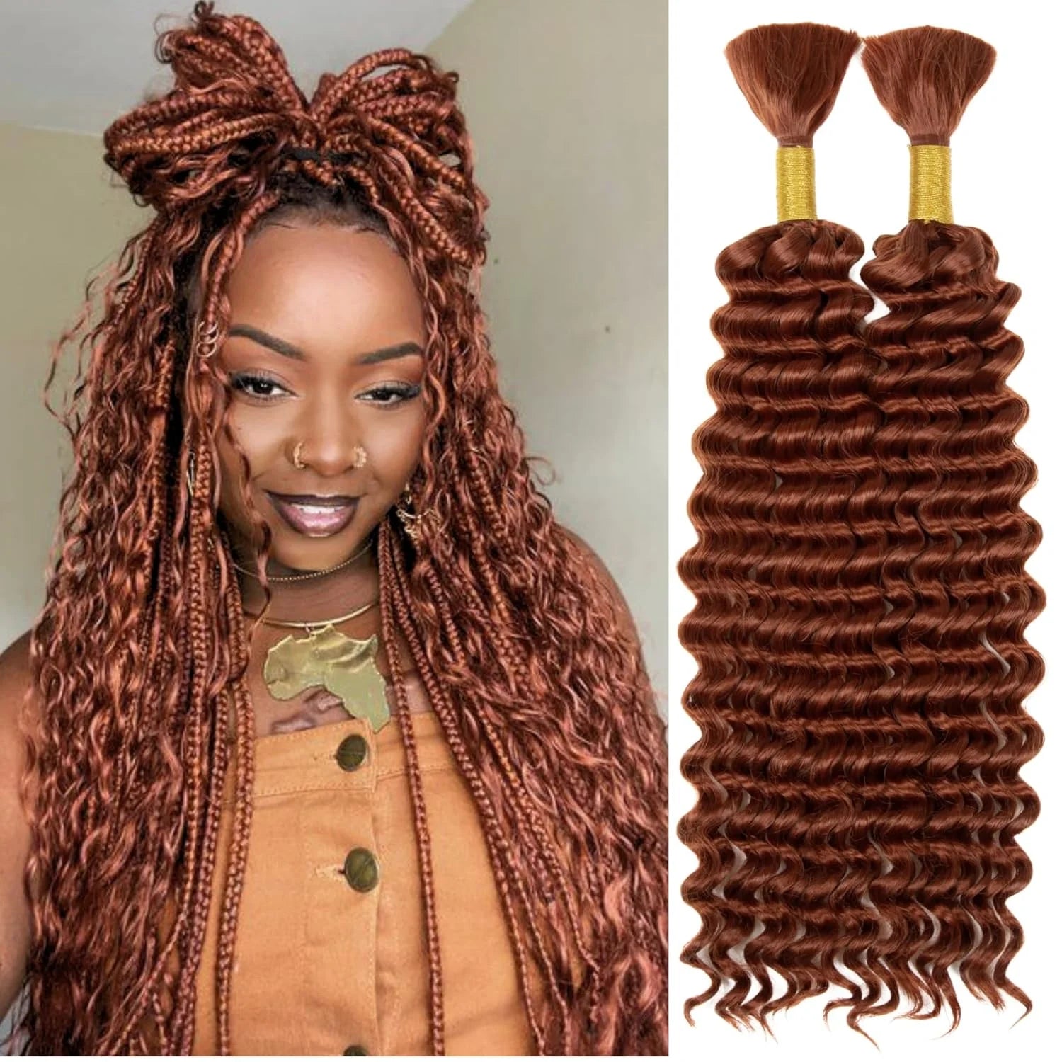Synthetic Deep Wave Bulk Hair For Braiding Hair No Weft 22inch Wet And Wavy 100g Quality Hair Braiding Extensions For Boho Braid
