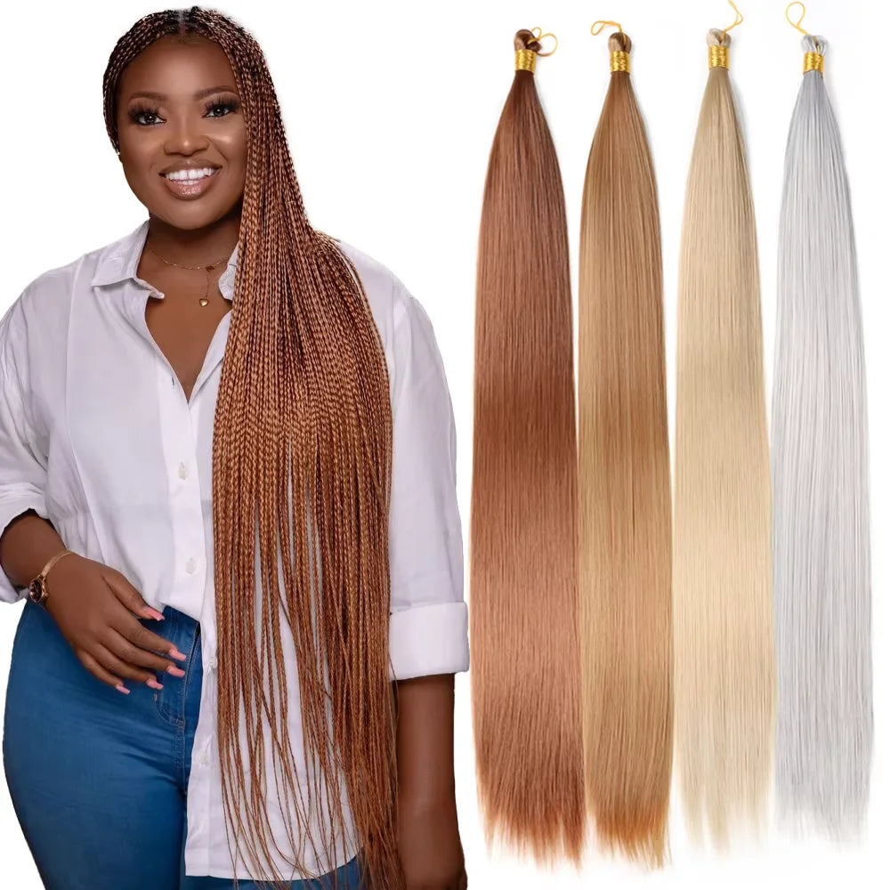 Synthetic Long Straight Silky Bulk Hair Extensions 28 Inch High Temperature Hair Bundles Extension 150g one Pack for Women Girls