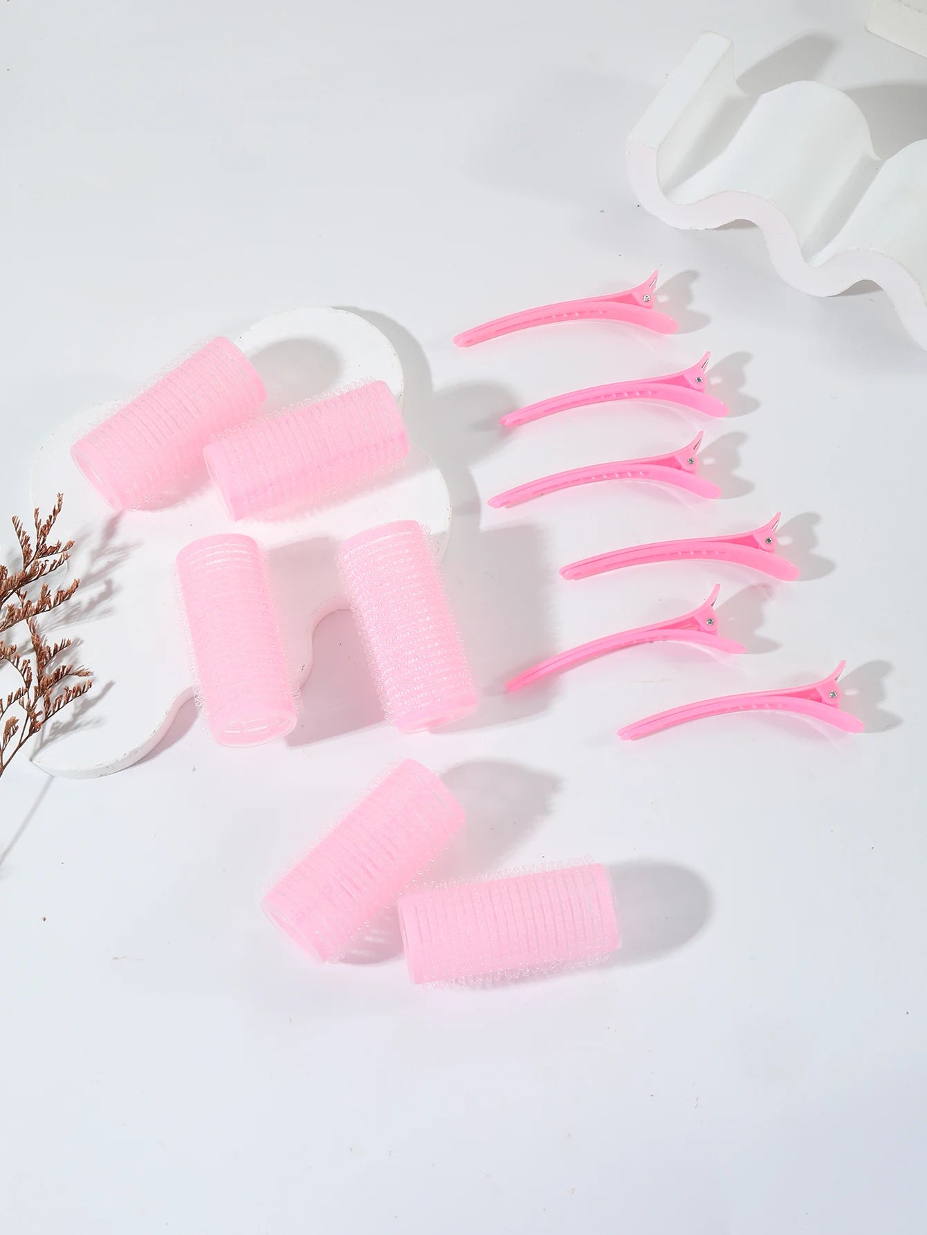 12pcs Curling Tool Set with 6 Non Heat Curlers and 6 Clips, available in multiple sizes Special for real hair wigs