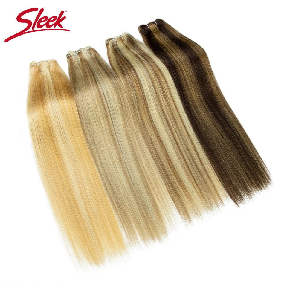 Sleek Peruvian Straight Human Hair Double Drawn Natural Human Hair Weave Bundles Highlight P4/27 P6/613 Remy Human Hair Bundle