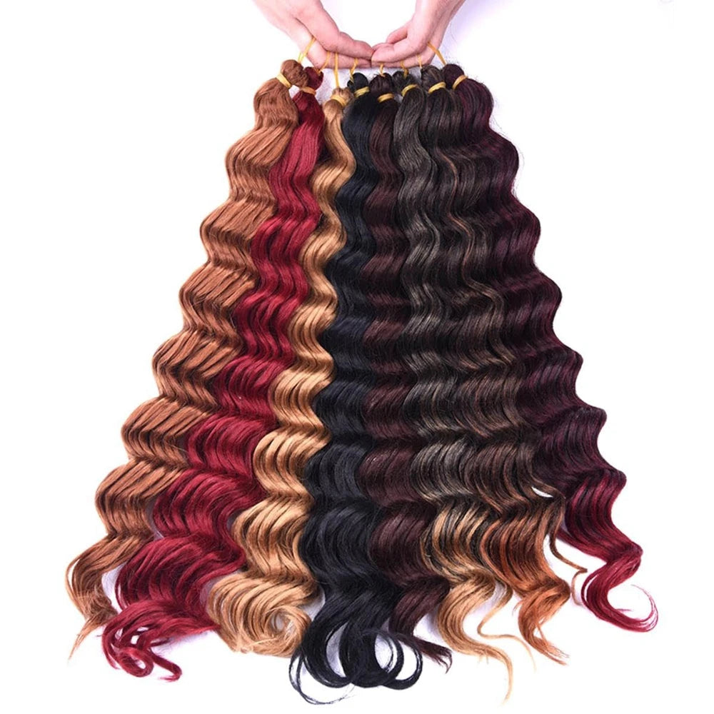 22Inch Synthetic Deep Wave Bulk Hair For Braiding Curly Ombre Brown Blonde Daily Extensions No Weft Faux Braiding Hair For Women
