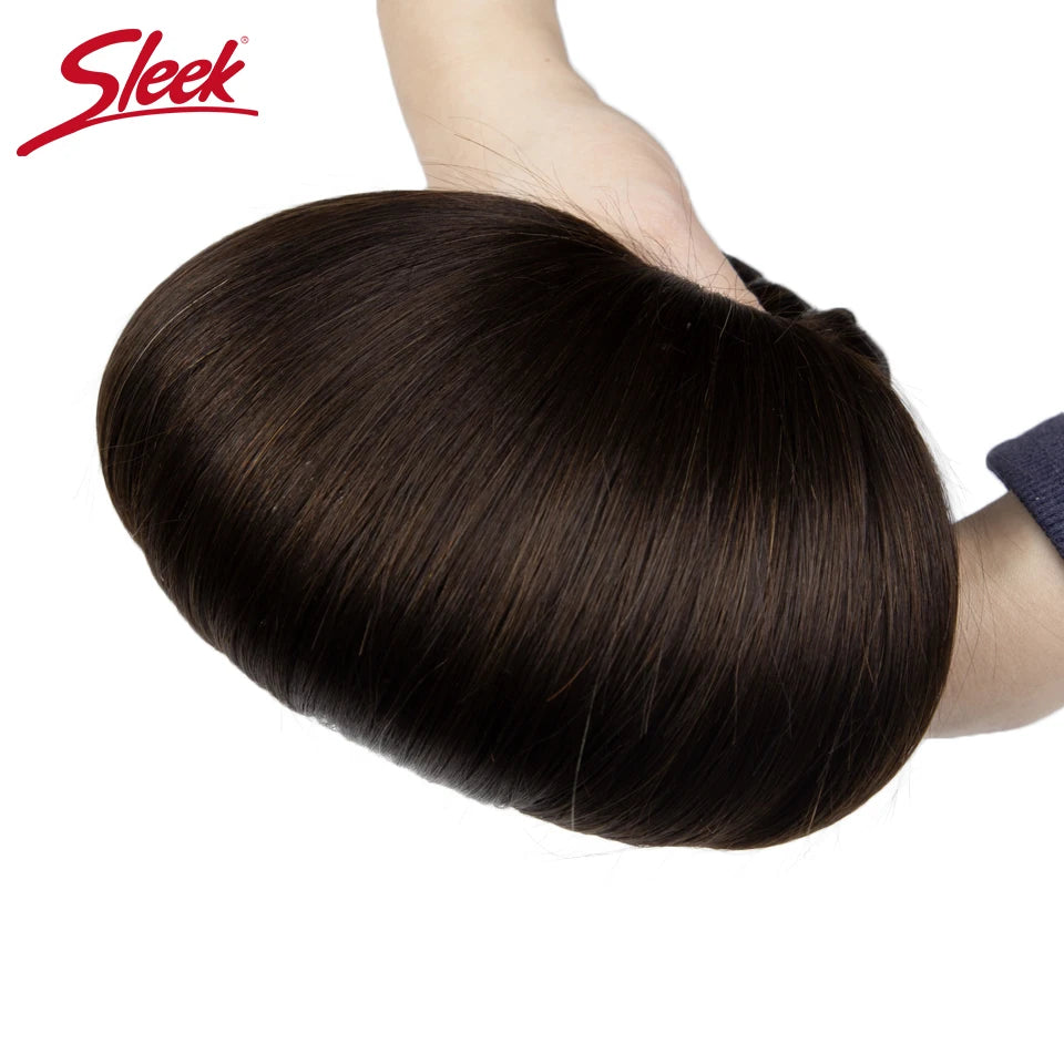 Sleek Brazilian Straight Human Hair Double Drawn Natural Human Hair Weave Bundles Remy Natural  Brown #4 #6 #8 Human Hair Bundle