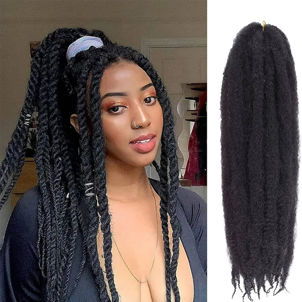 18 Inch Synthetic Marley Twist Braiding Hair Afro Kinky Curly Crochet Hair for Faux Locs Long Springy Twist Hair Extensions