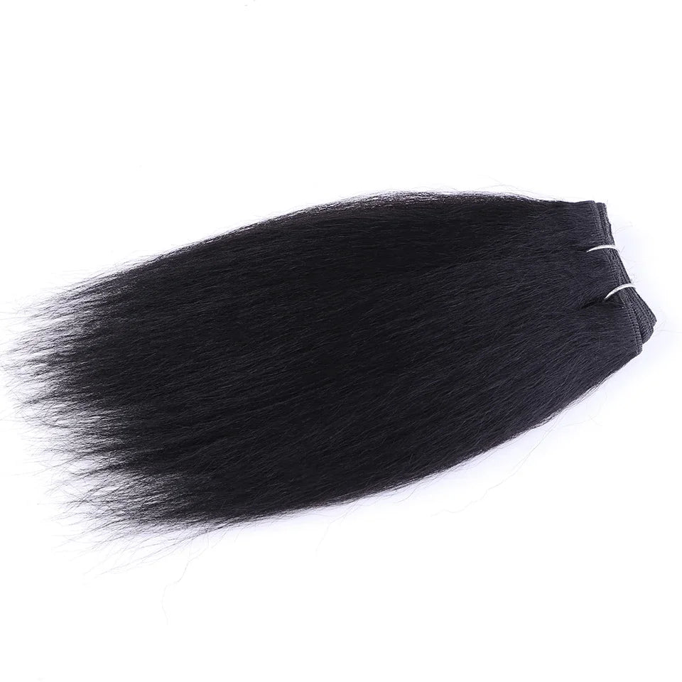 Sleek 3Pcs Brazilian Kinky Straight Weaving Bundles Nature Black And Brown 4# Short Yaki Straight Bundles Full End Remy Hair