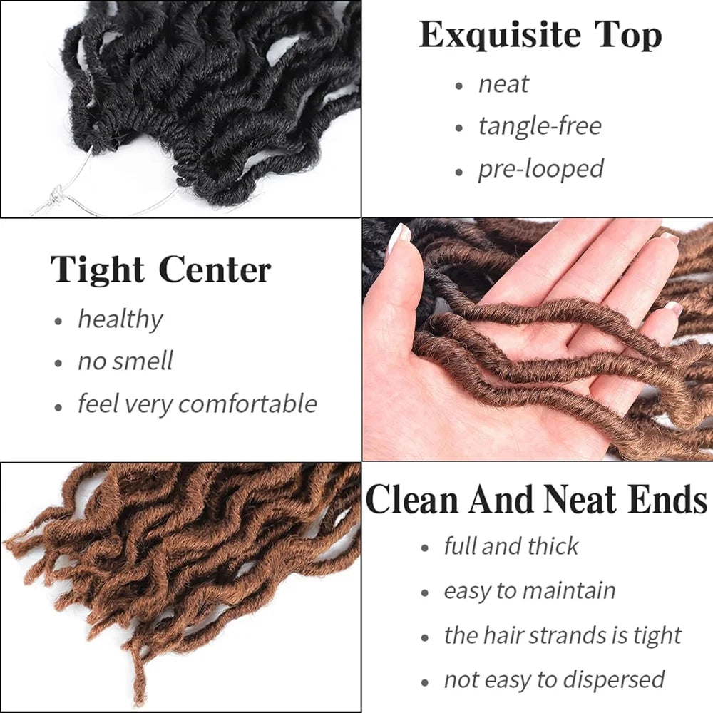 18inch Synthetic Gypsy Goddess Faux Locs Crochet Hair 24s/p Curly Twist Soft Pre-Looped Braids Dreadlocks Extensions for Women
