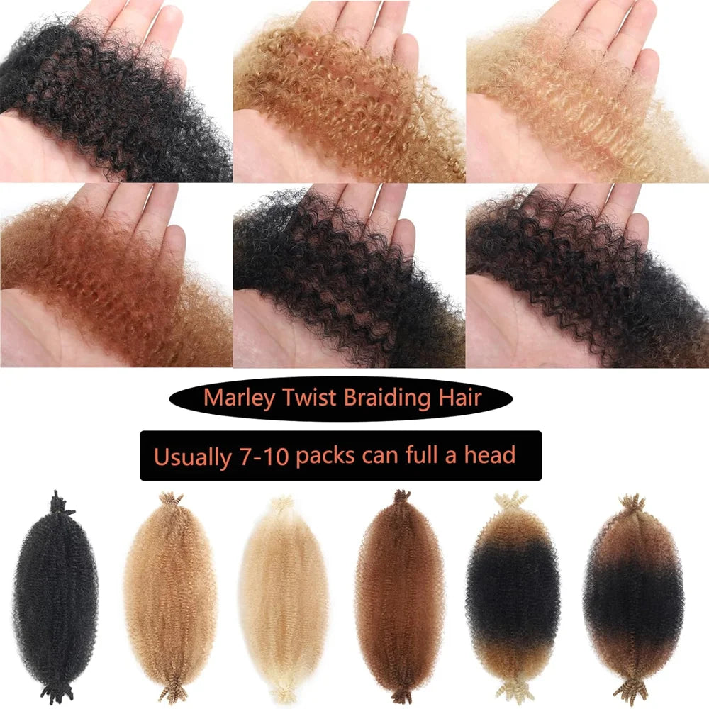 16/24inch Synthetic Pre-Separated Springy Afro Twist Hair Marley Hair Pre-Fluffy Natural Curls Perfect for Marley Crochet Hair