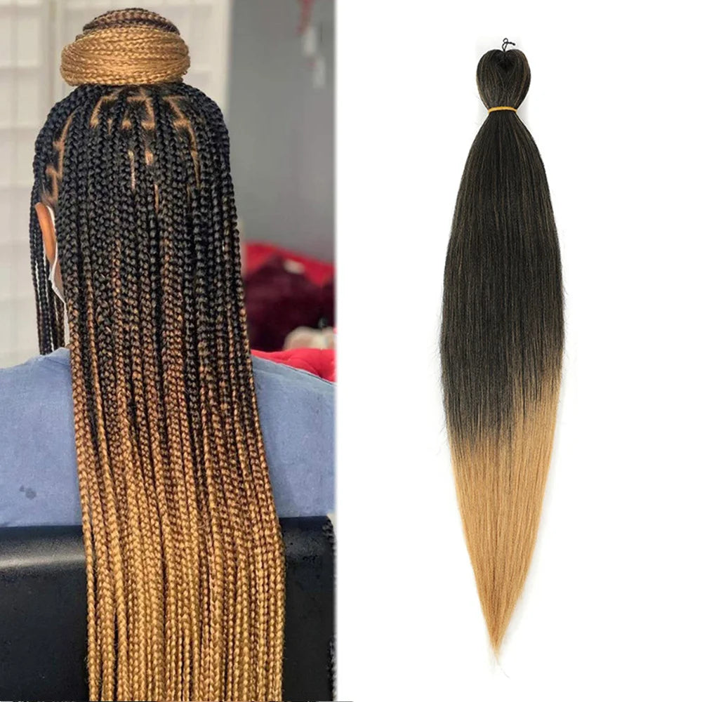 26 Inch Synthetic Black Braiding Hair Pre Stretched Easy Braids Yaki Texture Professional Braiding Hair Braids Hot Water Setting