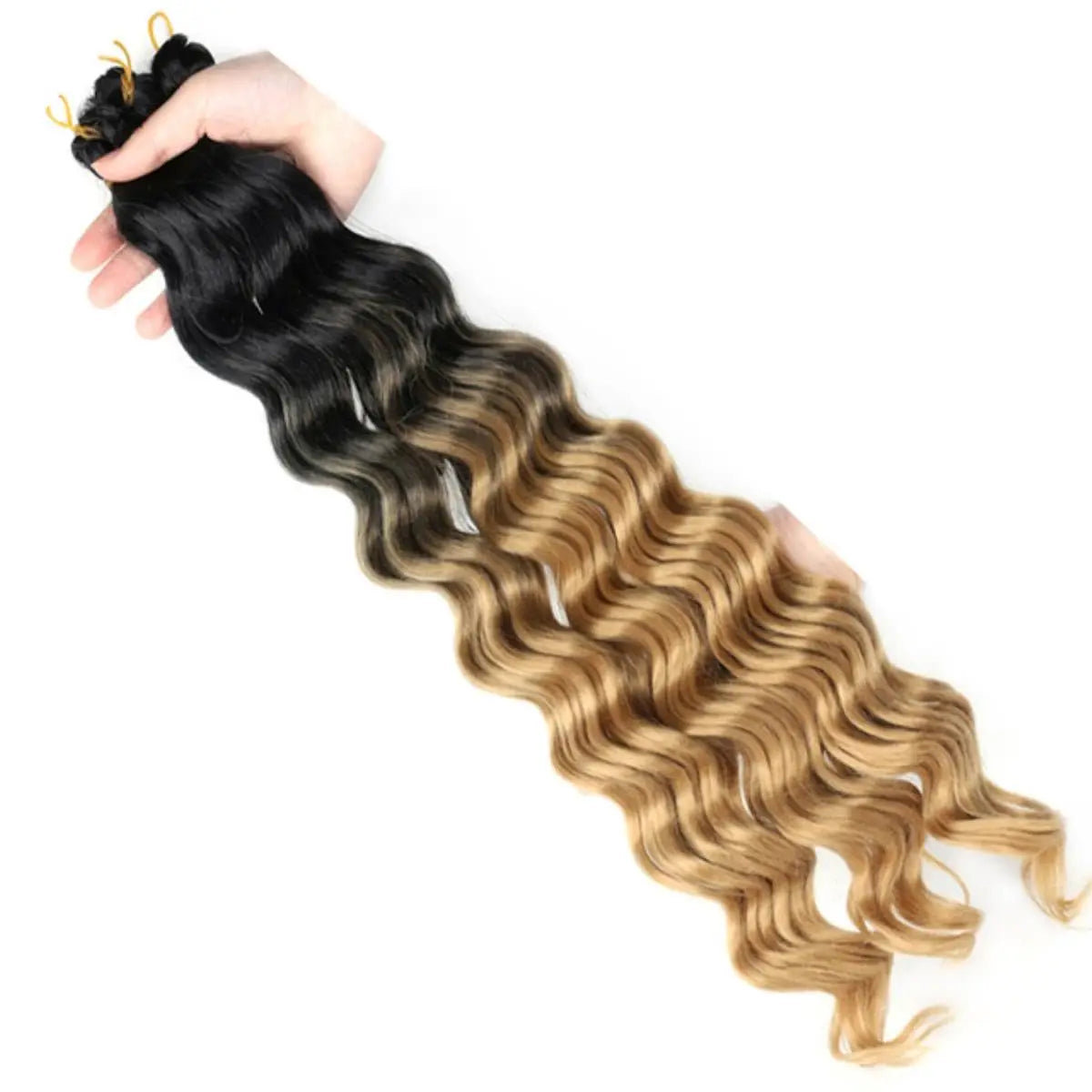22Inch Synthetic Deep Wave Bulk Hair For Braiding Curly Ombre Brown Blonde Daily Extensions No Weft Faux Braiding Hair For Women