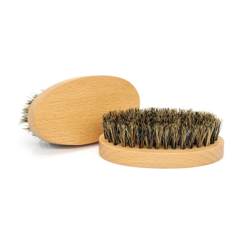 Beard Grooming Brush Oval Men Beard Brush for FACIAL Hair Soft Boar Bristle Brus,Special for Real Hair Wigs