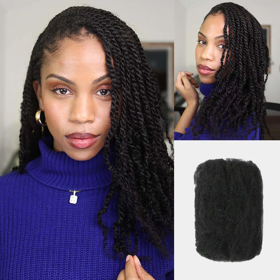 Sleek Highlight Braids Afro Kinky Bulk Hair No Attachment QVR Afro Curly Bulk Human Hair For Braiding Brazilian Remy Dreadlock
