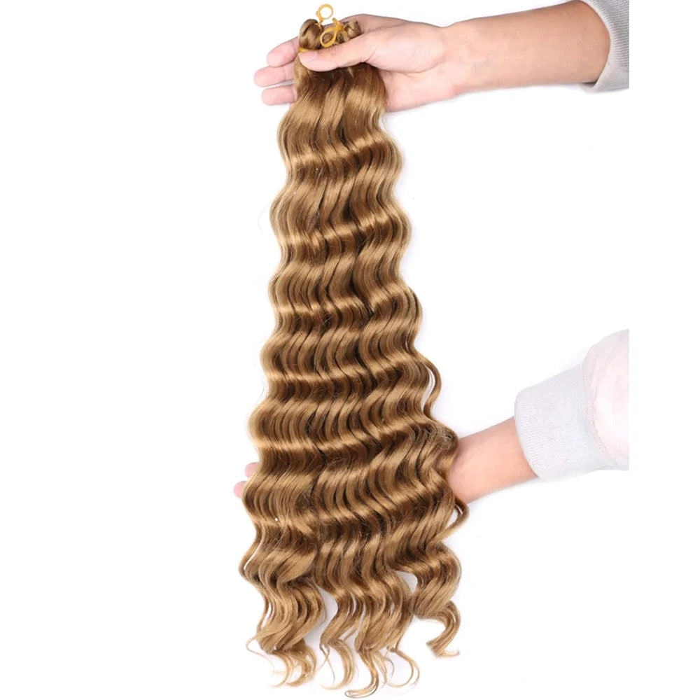 22Inch Synthetic Deep Wave Bulk Hair For Braiding Curly Ombre Brown Blonde Daily Extensions No Weft Faux Braiding Hair For Women