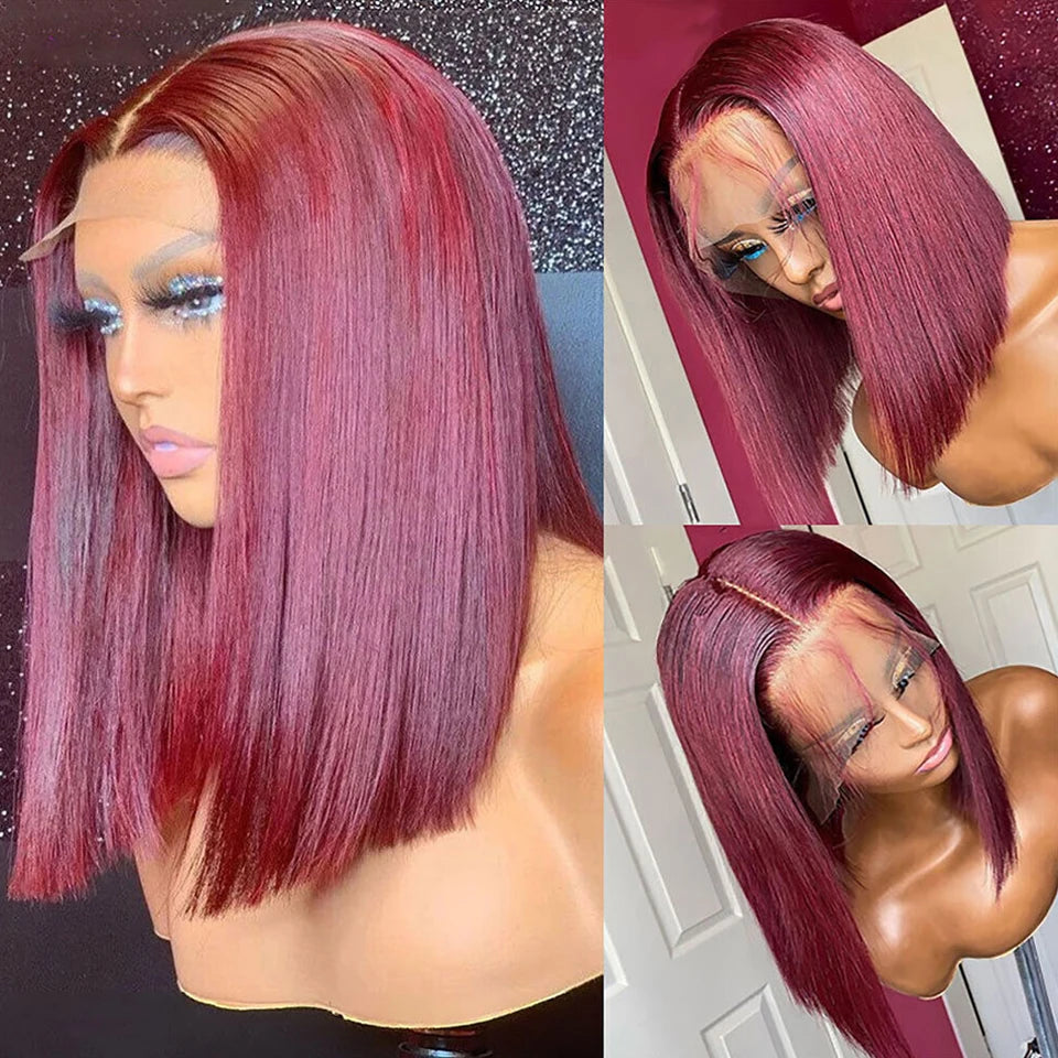 Ginger Short Bob Lace Front Wigs 100% Human Hair Wigs Bob Lace Wigs For Women Blonde Orange Straight Brazilian Hair Closure Wig
