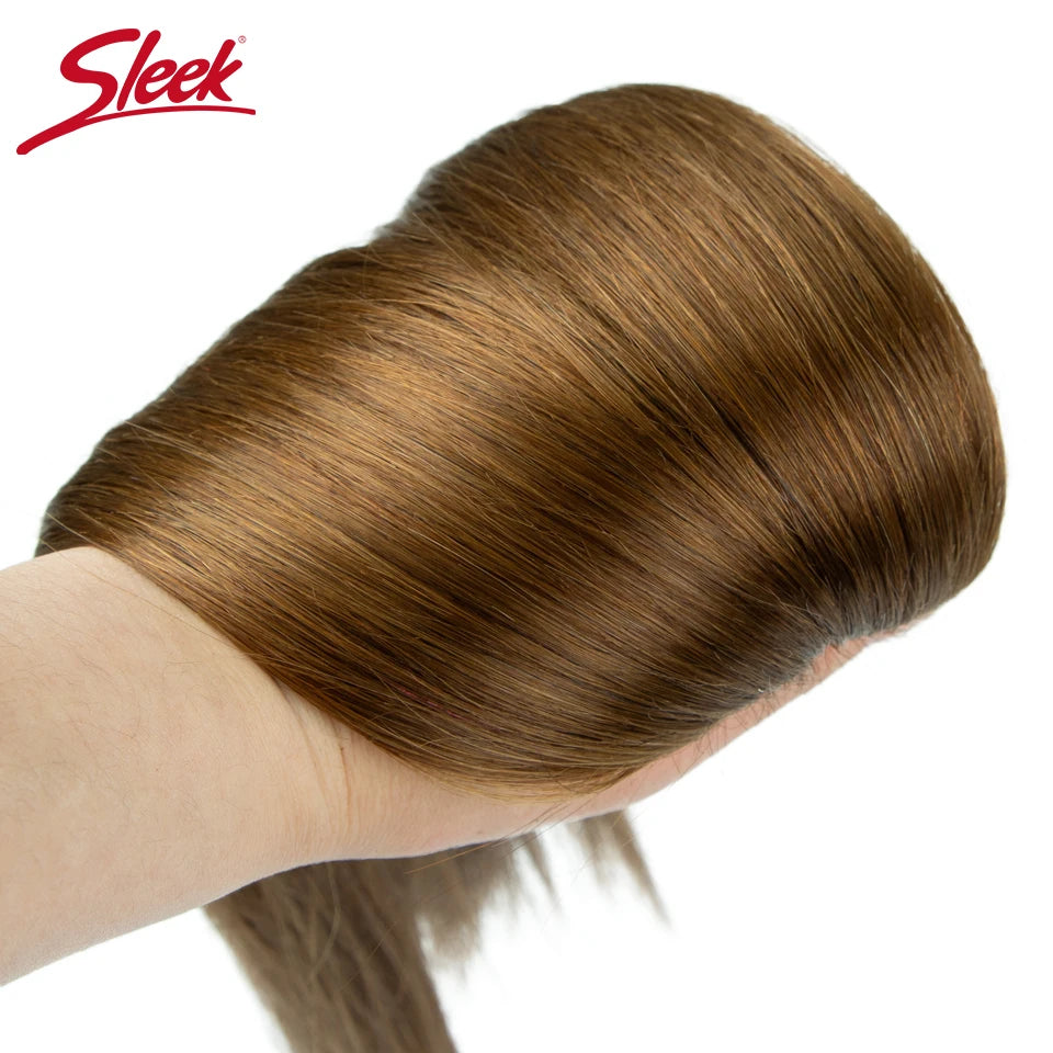 Sleek Brazilian Straight Human Hair Double Drawn Natural Human Hair Weave Bundles Remy Natural  Brown #4 #6 #8 Human Hair Bundle