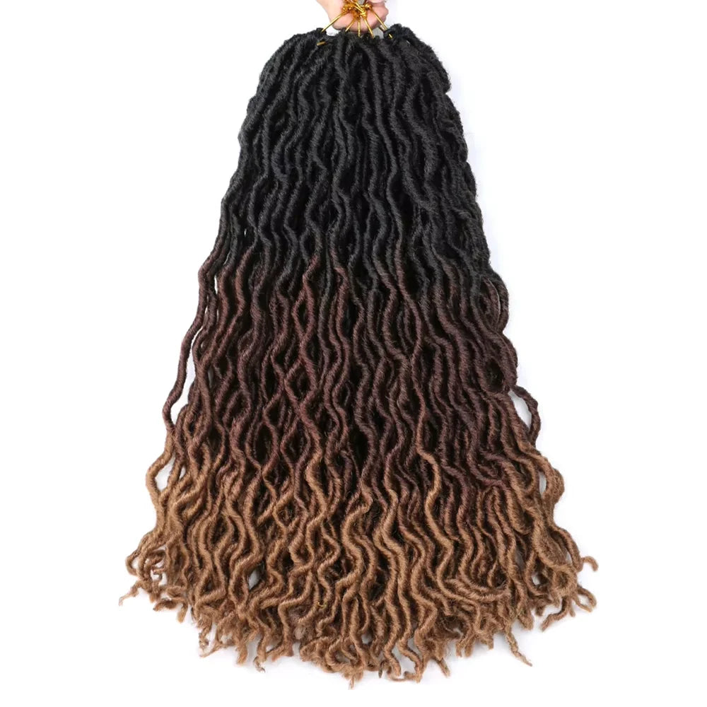 18inch Synthetic Gypsy Goddess Faux Locs Crochet Hair 24s/p Curly Twist Soft Pre-Looped Braids Dreadlocks Extensions for Women