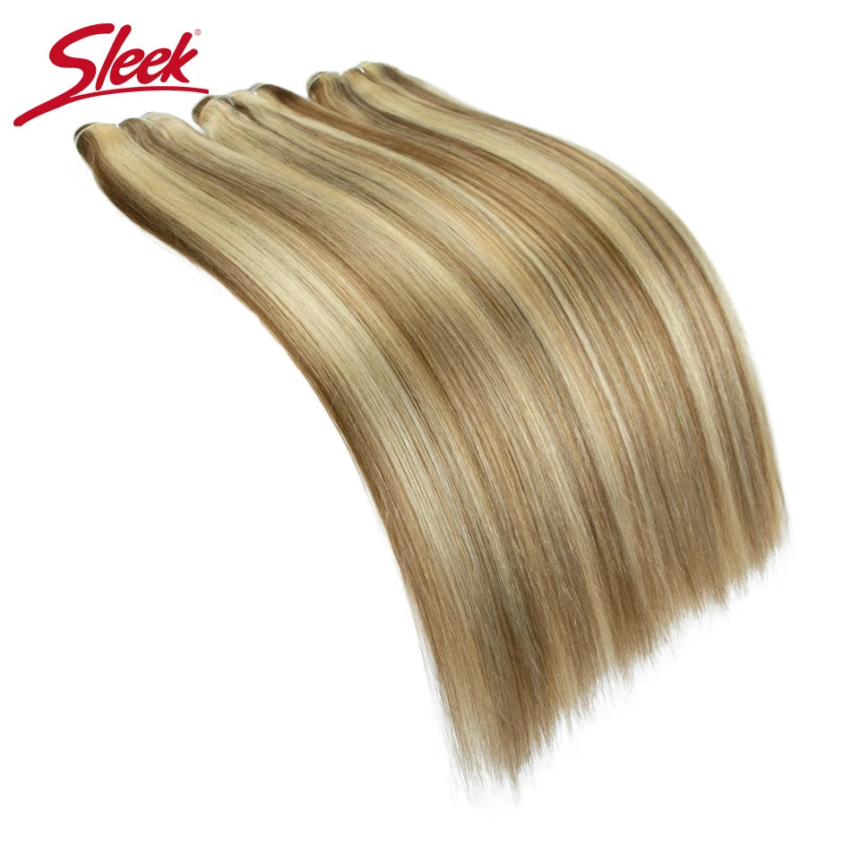 Sleek Brazilian Straight Human Hair Double Drawn Natural Human Hair Weave Bundles Remy Natural  Brown #4 #6 #8 Human Hair Bundle