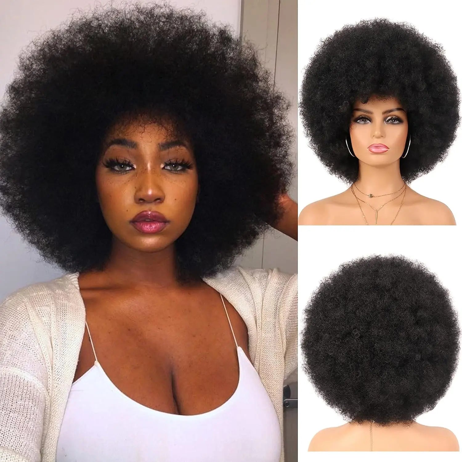 10inch Synthetic Afro Wigs Soft Natural Looking and Bouncy 70s Huge Fluffy Puff Wigs for Cosplay And Daily Party Cosplay Costume