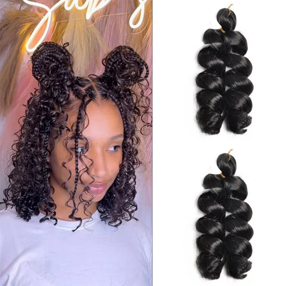 Synthetic Loose Wave Crochet Hair 12 Inch French Loose Curled Body Wave Woven Hair Water Wave Women's Wig Monochrome Mixed Color
