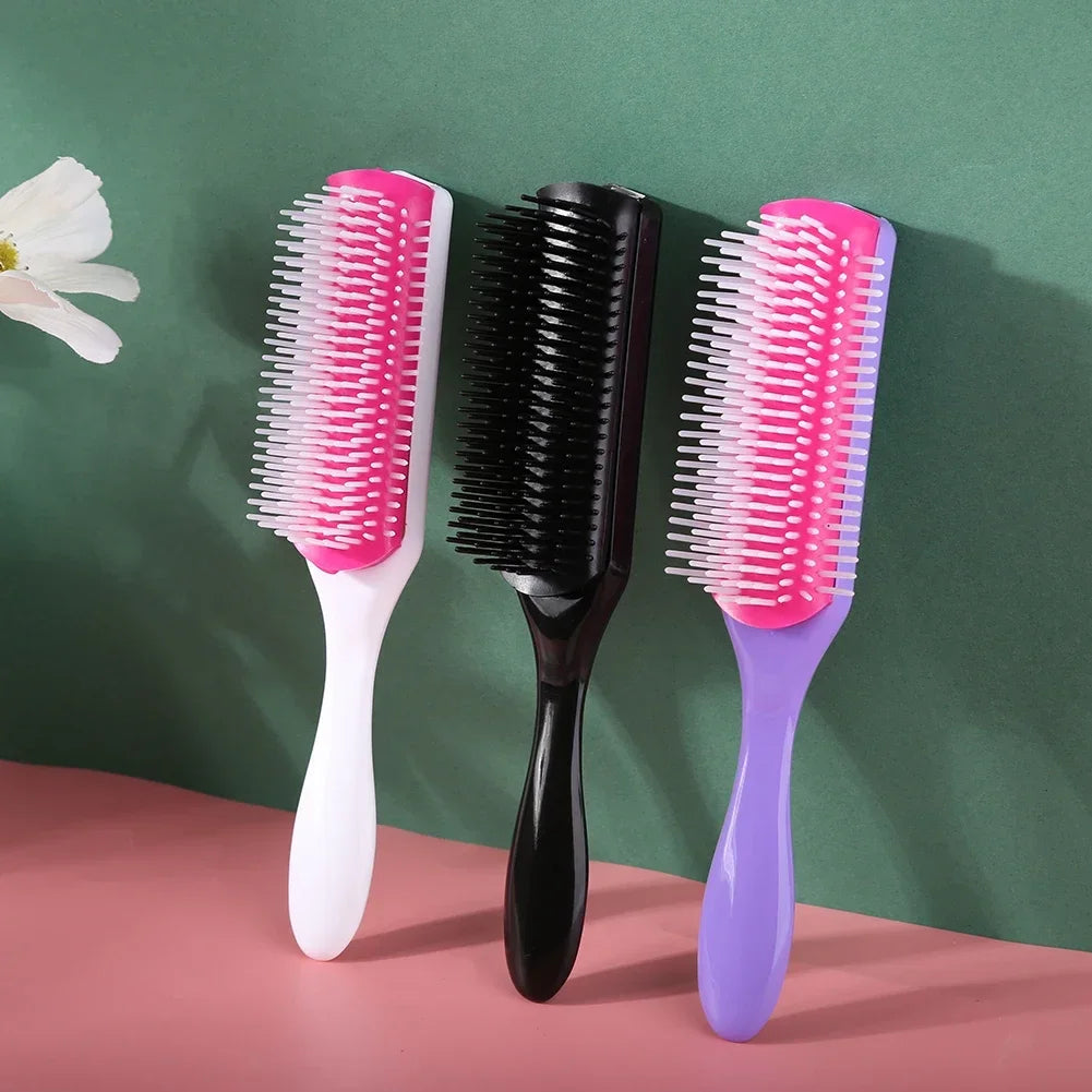 9 Rows Styling Hair Brush Straight Curly Hair Detangling Comb Scalp Massage Detachable Hairbrush Special for Real Hair Wigs