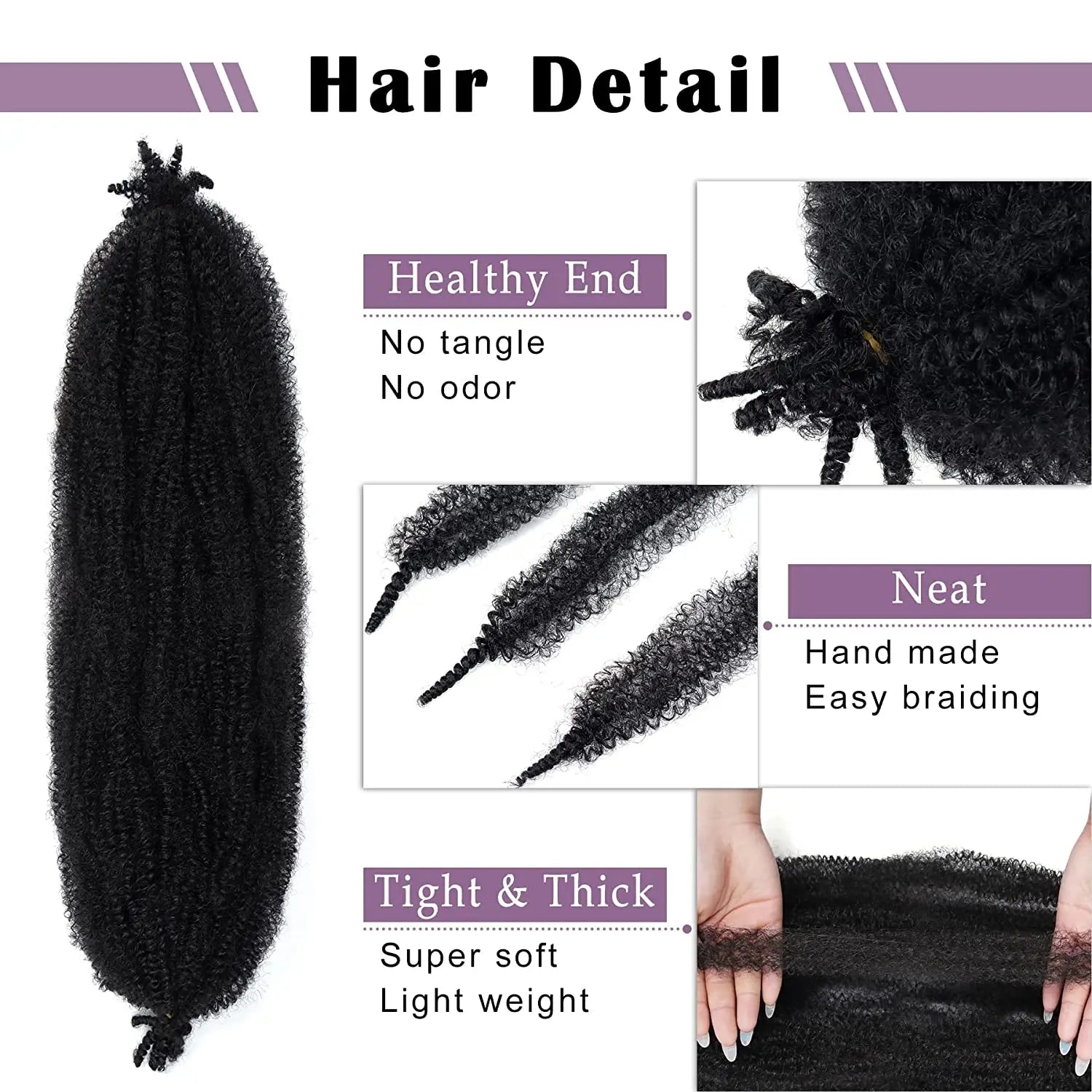 Afro Kinky Curly Marley Braid Crochet Hair Synthetic Braiding Hair Extension 16/24 Inch Afro Curl Crochet Braids For Women