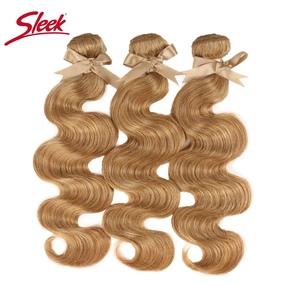 Big Sale Sleek Honey Blonde 27 Colored Brazilian Body Wave Natural Remy Hair Bundles 8 To 26 Inches Sold 1/3/4 Hair Extension