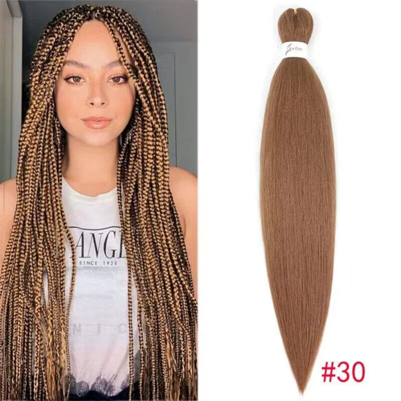 26 Inch Synthetic Black Braiding Hair Pre Stretched Easy Braids Yaki Texture Professional Braiding Hair Braids Hot Water Setting