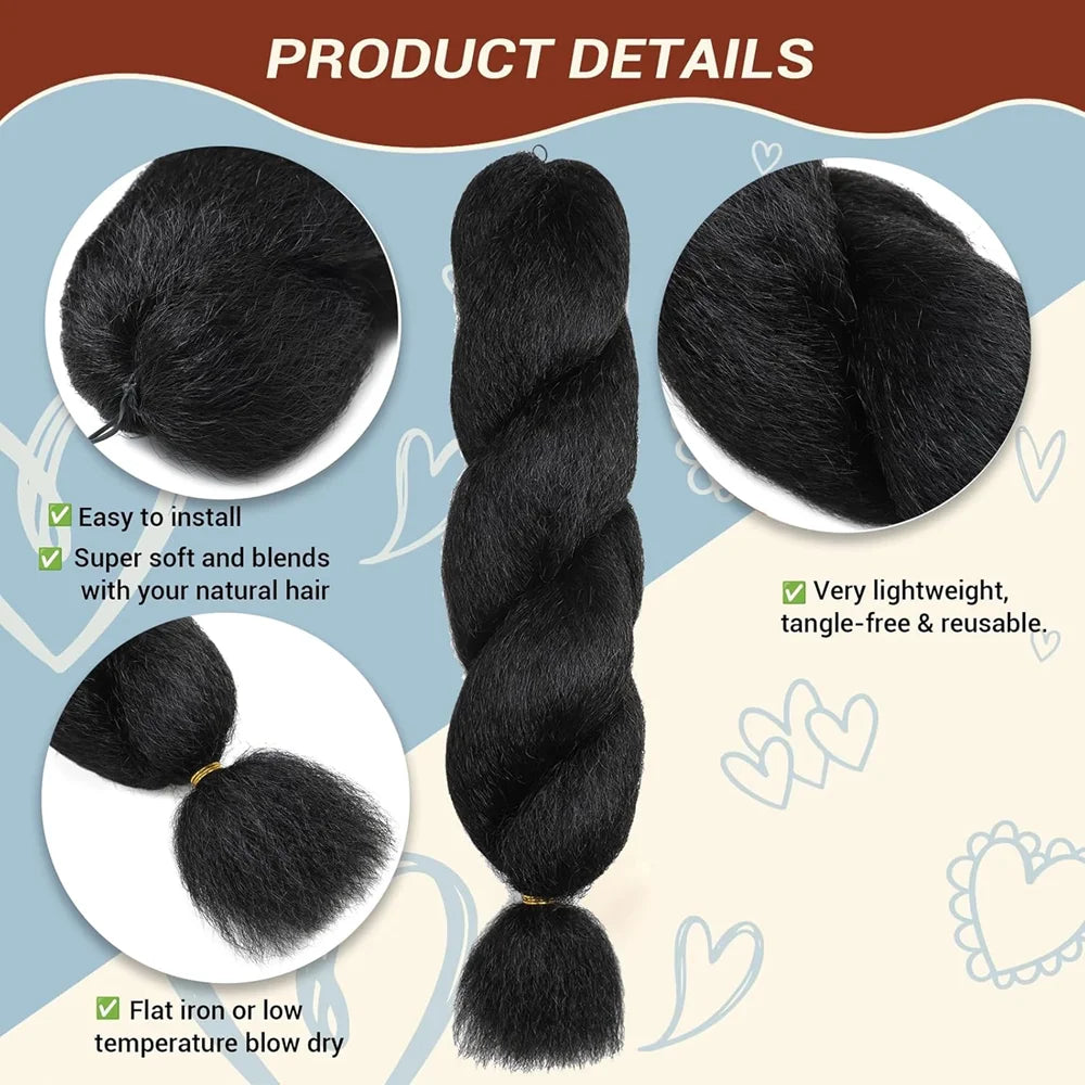 26inch Premium Synthetic Fibers Kinky straight Vixen Bundles crochet hair Natural Black Yaki for black women Hair Extensions