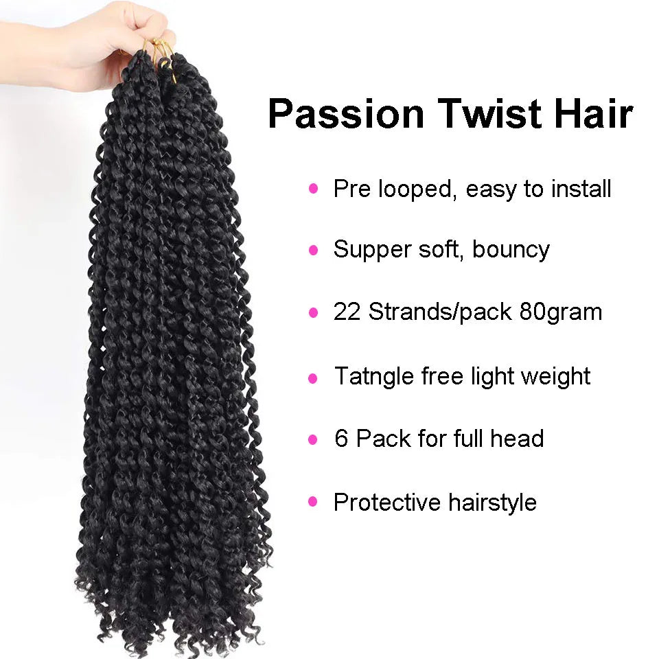 Passion Twist Crochet Braid Hair Synthetic Extensions For Women Ombre Color Passion Braiding Hair 18inch Crochet Hair