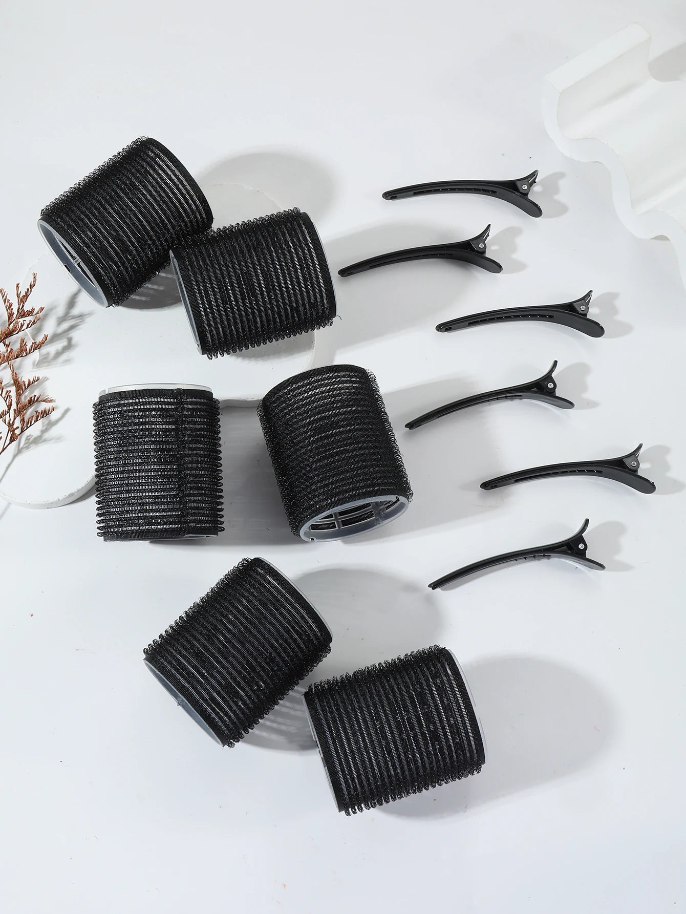 12pcs Curling Tool Set with 6 Non Heat Curlers and 6 Clips, available in multiple sizes Special for real hair wigs