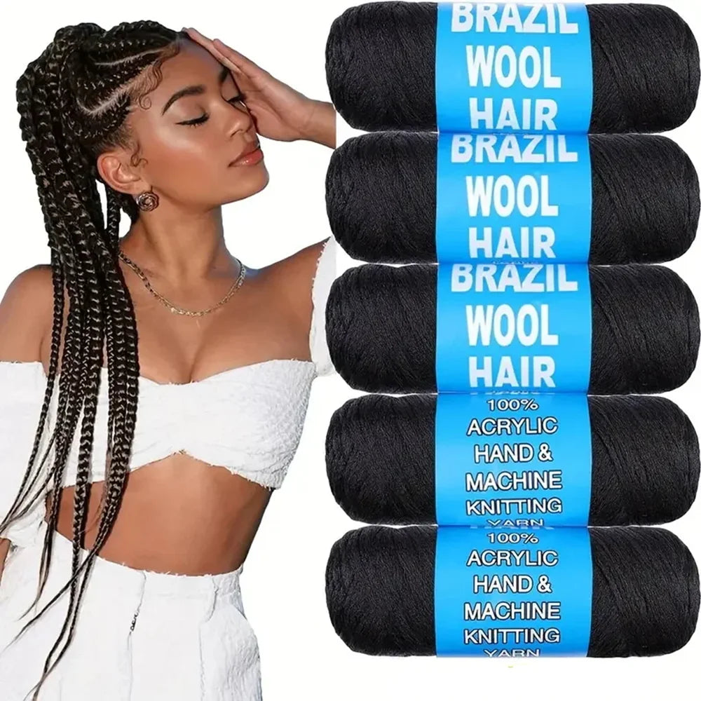 Black Brazil Wool Hair Acrylic Extension Yaki Synthetic Hair Senegalese Twist Faux Locs Wraps Jumbo Crochet Braiding Hair