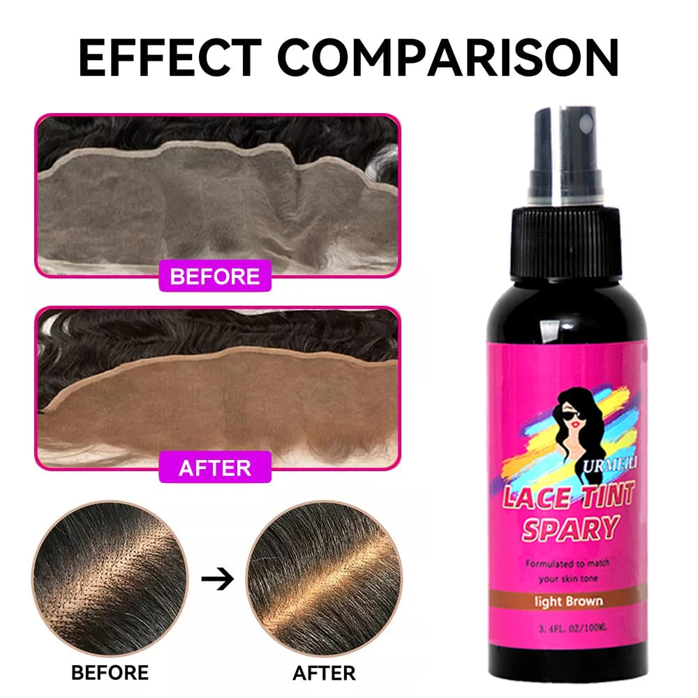 Lace Tint Spray for Wigs Tinted Melting Spray for Lace Grids Quick Drying Wig Knot Concealer 3.38 oz (100ml)