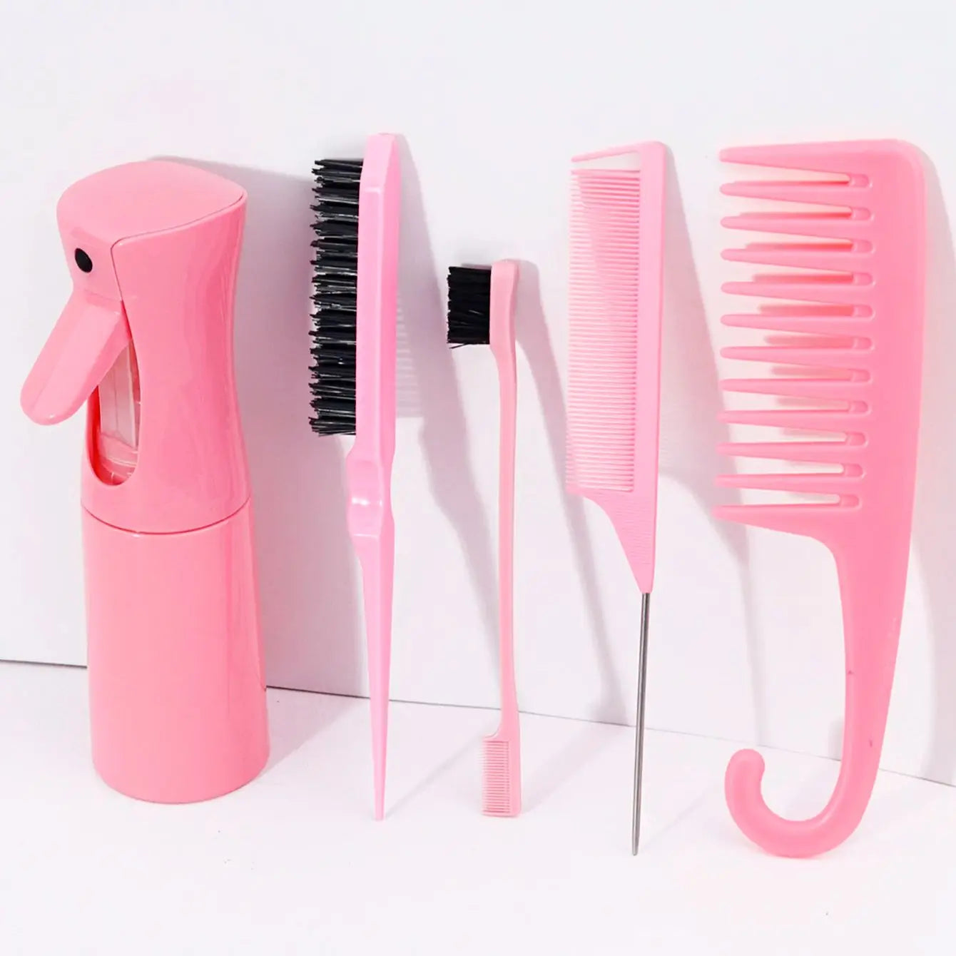 5 pieces/set of professional hairdressing tool set,with spray bottle and multi style comb set Special for Real Hair Wigs