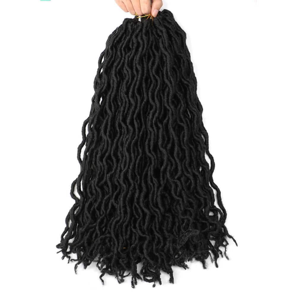 18inch Synthetic Gypsy Goddess Faux Locs Crochet Hair 24s/p Curly Twist Soft Pre-Looped Braids Dreadlocks Extensions for Women